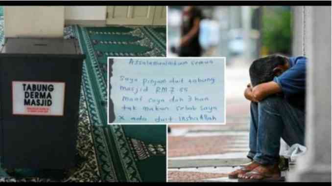 Minta Maaf Saya Pinjam Duit Tabung Masjid RM7.85, Sudah Tiga Hari Saya Tak Makan